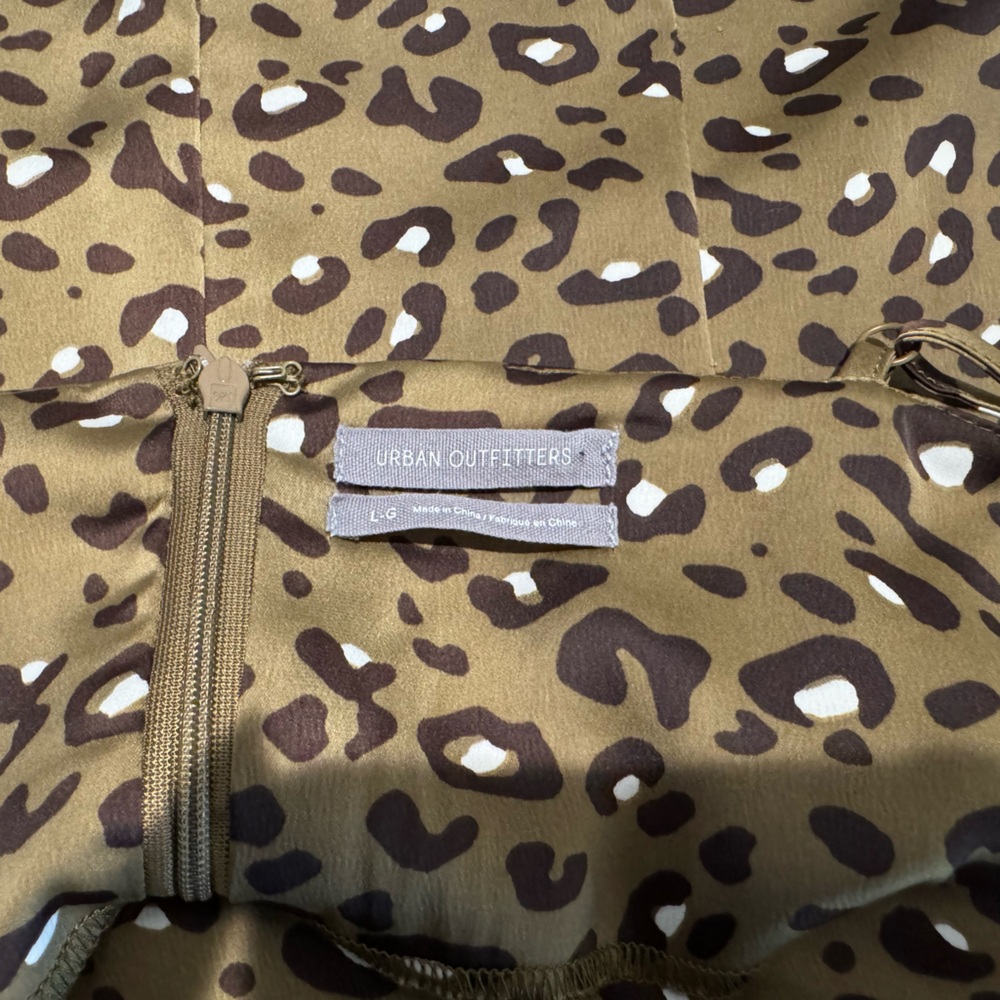 ✨2 for $25 Urban Outfitters Mallory Leopard Print Cowl Neck Slip Dress - Picture 3 of 3